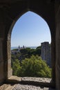 View from an old window at the Sao Jorge Castle in Lisbon Royalty Free Stock Photo