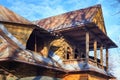 View of the old wooden building in the historical part of the Zakopane