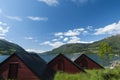 Olden fjord with huts