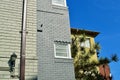 A view of an older style apartment buildings by Sydney Harbor