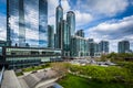 View of Olympic Park and modern skyscrapers in downtown Toronto, Ontario. Royalty Free Stock Photo