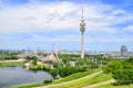 View of the Olympic Stadium, Olympic Tower, BMW Tower in Munich