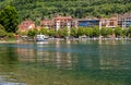 View of Omegna, located on the coast of Lake Orta in the province of Verbano-Cusio-Ossola, Italy