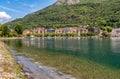 View of Omegna, located on the coast of Lake Orta in the province of Verbano-Cusio-Ossola, Italy