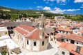 View of Omodos village and Timios Stavros Monastery. Limassol District, Cyprus