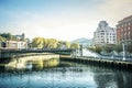 Ayuntamiento bridge over nervion river in Bilbao city crossing to the city center. Spain Royalty Free Stock Photo