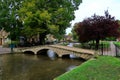 View of one of the bridges over the river Windrush at Bourton on the water