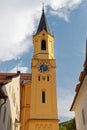 View of one of the clock towers of Parish Church Assumption of St. Mary Chiesa Di Santa Maria Assunta Bruneck Brunico