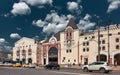 View of one of the entrances to Kazansky Railway Station from Novoryzanskaya Street, landmark: Moscow, Russia - 26 May, 2021