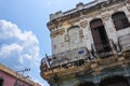 View of one of the old buildings built in colonial style on one of the central streets in the historic part of Havana. Cuba Royalty Free Stock Photo