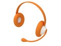 View of one orange headset. 3d render.