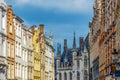 View of one street with old neogothical buildings in Bruges, Belgium Royalty Free Stock Photo