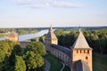View from one of towers of the Kremlin in Veliky Novgorod Royalty Free Stock Photo
