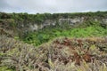 View of one of the twin volcanic craters in the highlands of Santa Cruz