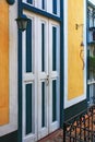 View of one of the wooden doors in a residential building in Old Havana. Cuba Royalty Free Stock Photo