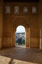 View onto the Albaycin from inside a Building in the Generalife Gardens, Granada, Spain Royalty Free Stock Photo