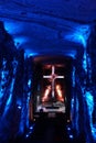 View onto the Altar of the underground Salt Cathedral of Zipaquira, Colombia Royalty Free Stock Photo