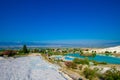 View onto famous travertine terraces of Pamukkale, Turkey Royalty Free Stock Photo