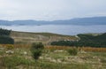 View onto the river and hills near Ploce in mist