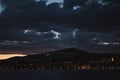 View onto surrounding buildings in Montreux by night Royalty Free Stock Photo