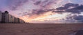 View of Oostende beach at sunset