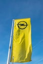 View of the Opel brand logo on the flag.