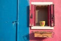 View of an open balcony from Burano island, Venice Royalty Free Stock Photo