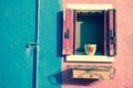 View of an open balcony from Burano island, Venice Royalty Free Stock Photo