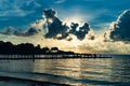 View of the open Baltic sea with beautiful sunset clouds