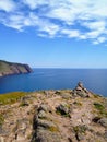 The view of the open and calm atlantic ocean along the sugarloaf trail in Newfoundland and Labrador, Canada Royalty Free Stock Photo