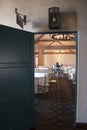 View through the open door on the dining room.