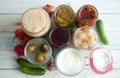 Collection of naturally fermented foods Royalty Free Stock Photo