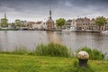 View from the opposite bank of the channel of the city of Alkmaar. netherlands holland