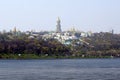 View from the opposite bank of the Dnipro on Kiev Pechersk Lavra. Royalty Free Stock Photo