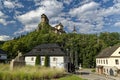 View on Orava Castle and monument of Pavol Orszagh Hviezdoslav, Oravsky Podzamok, Slovakia, Europe Royalty Free Stock Photo