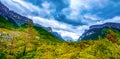 View of Ordesa valley and the mountain range above it, , Ordessa and Monte Pertdido National Park, Huesca Pyrenees, Aragon, Spain Royalty Free Stock Photo