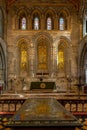 View of the ornate altar inside the St Davids Cathedral in Pembrokeshire