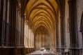 Ornate gothic cloister arcade arches of the Catholic, Pamplona