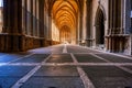 Ornate gothic cloister arcade arches of the Catholic Cathedral, Pamplona