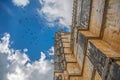 View of the ornate Gothic exterior facade of the Monastery of Batalha, Mosteiro da Batalha