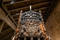 View of the ornate hand-carved stern of the Vasa warship in the Vasa Museum in Stockholm