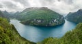 View from Ornevegen to Geiranger fjord, Geiranger, Sunnmore,  Romsdal county, western Norway Royalty Free Stock Photo