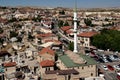 View of Ortahisar with the minaret of the mosque in the foreground near the town of Goreme, Cappadocia, Turkey Royalty Free Stock Photo