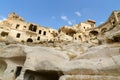 View of Ortahisar town old houses. Cappadocia. Turkey