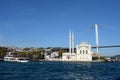 View of the Ortakoy mosque and the Bosphorus bridge in Istanbul Royalty Free Stock Photo