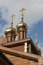 View of the Orthodox Christian church and shining domes