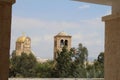 View on the Orthodox Christian churches near the border, Jordan River, Jericho