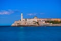 View of ortress and lighthouse of El Morro in the entrance of Havana bay