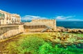 View of Ortygia Ortigia and The Forte Vigliena, Syracuse. Sicily, Italy. Picturesque cityscape of the famous Sicilian City