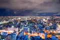 View of Osaka city landscape from Tsutenkaku tower at night Royalty Free Stock Photo
